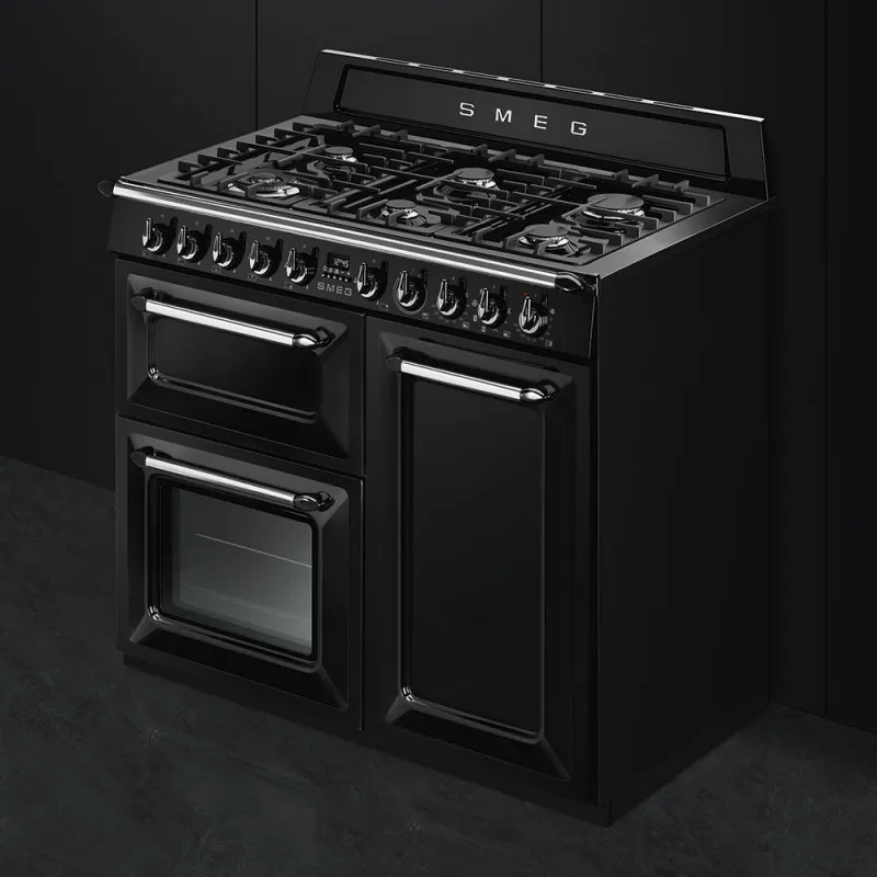 SMEG תנור משולב כיריים גז 90 ס"מ 3 תאי אפיה שחור סדרת Victoria תוצרת SMEG דגם TR93BL — תמונה 7
