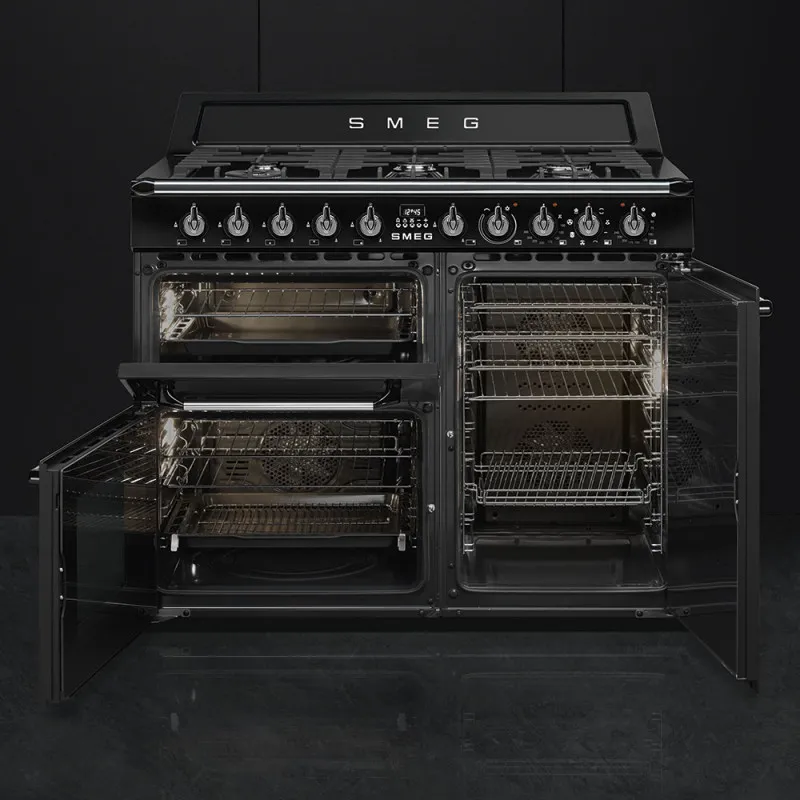 SMEG תנור משולב כיריים גז 90 ס"מ 3 תאי אפיה שחור סדרת Victoria תוצרת SMEG דגם TR93BL — תמונה 6