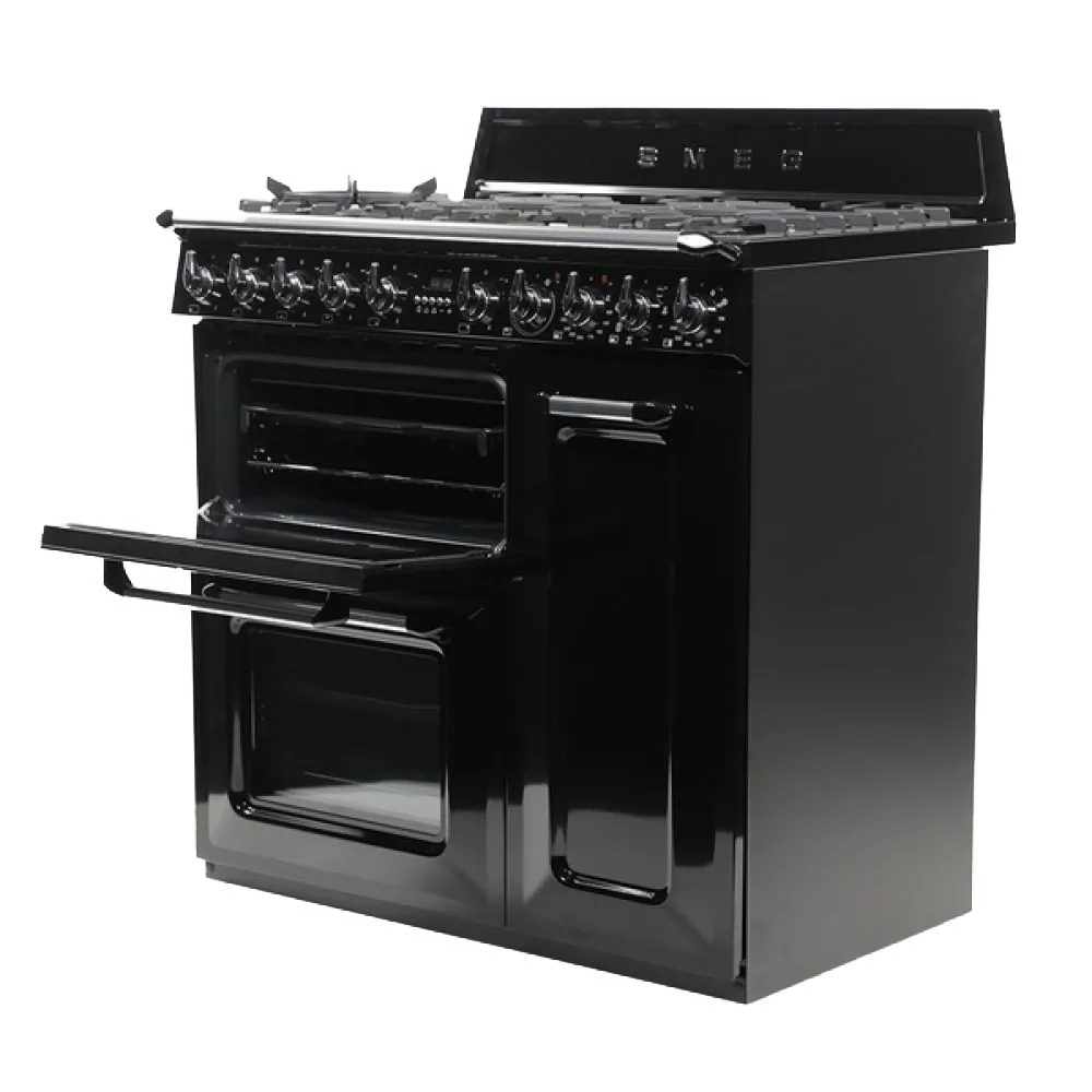 SMEG תנור משולב כיריים גז 90 ס"מ 3 תאי אפיה שחור סדרת Victoria תוצרת SMEG דגם TR93BL — תמונה 3