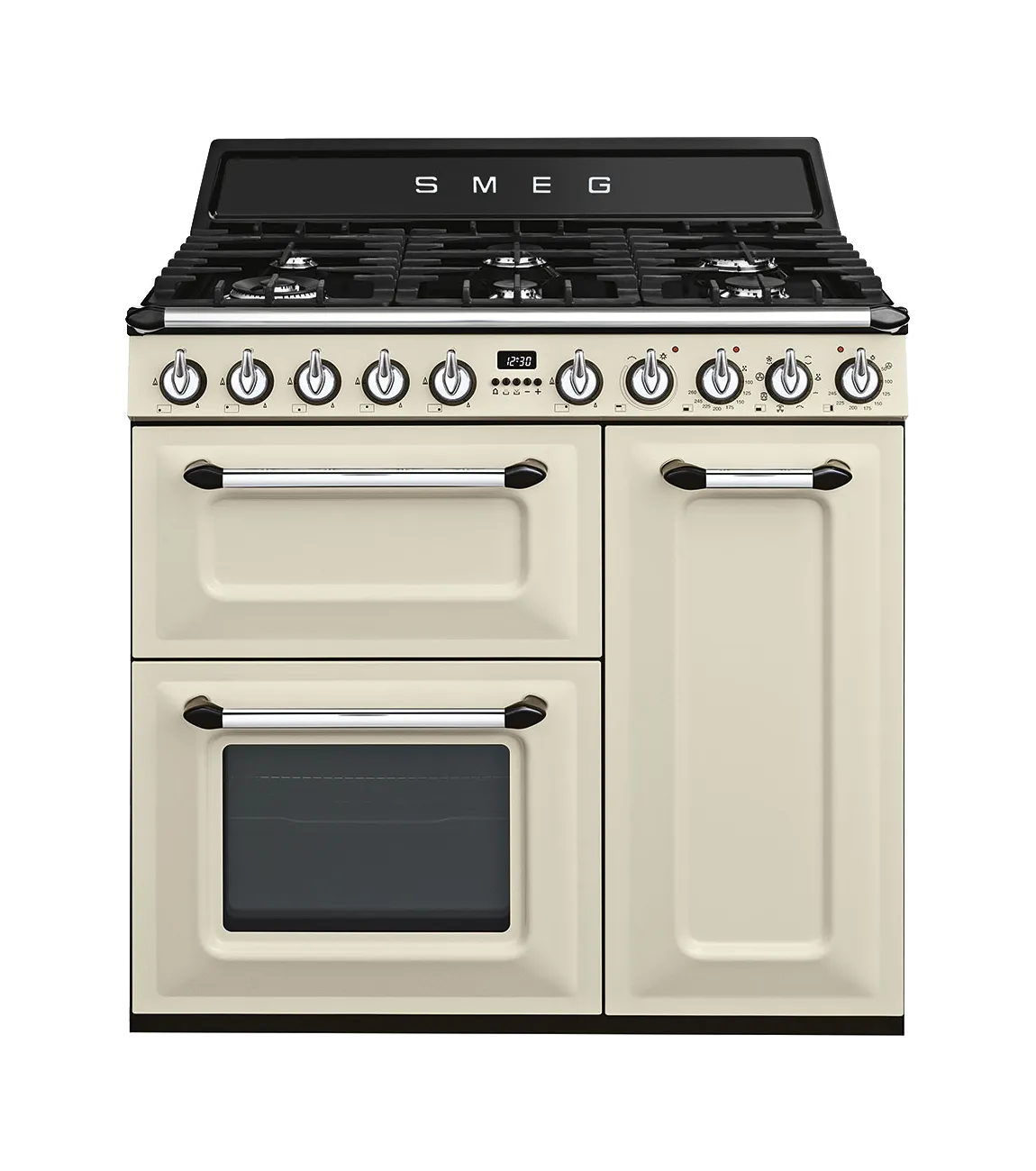 SMEG תנור משולב כיריים גז 90 ס"מ 3 תאי אפיה צבע קרם עם ציפוי שחור סדרת Victoria תוצרת SMEG דגם TR93P — תמונה 4