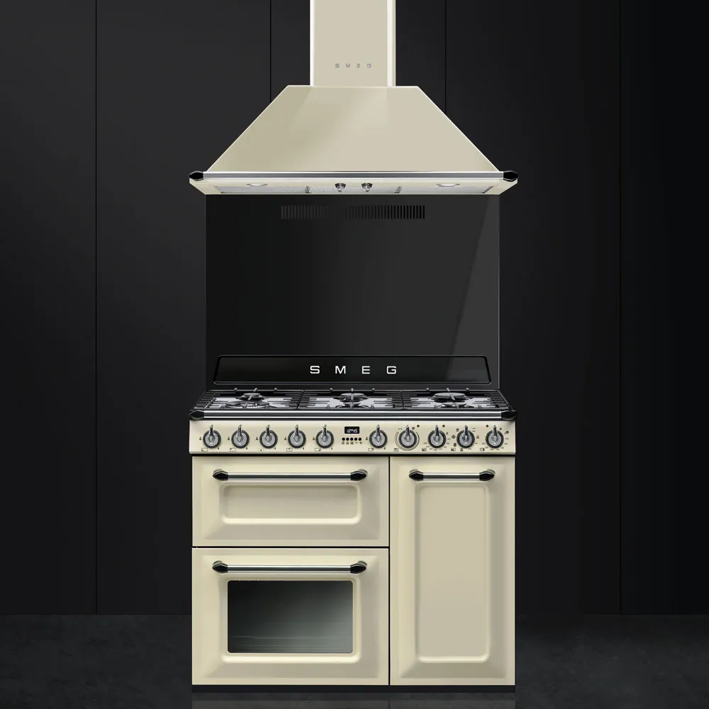 SMEG תנור משולב כיריים גז 90 ס"מ 3 תאי אפיה צבע קרם עם ציפוי שחור סדרת Victoria תוצרת SMEG דגם TR93P — תמונה 6