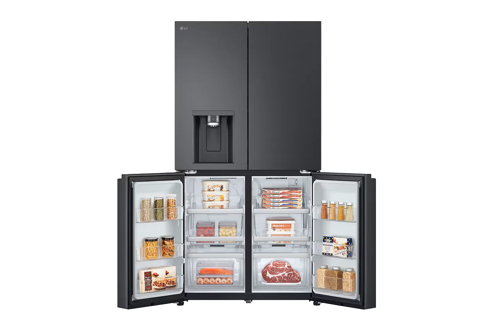 LG מקרר 4 דלתות 90 ס"מ 637 ליטר בר מים וקרח גימור פלדה שחורה מבית LG דגם GR-730BDIS — תמונה 10