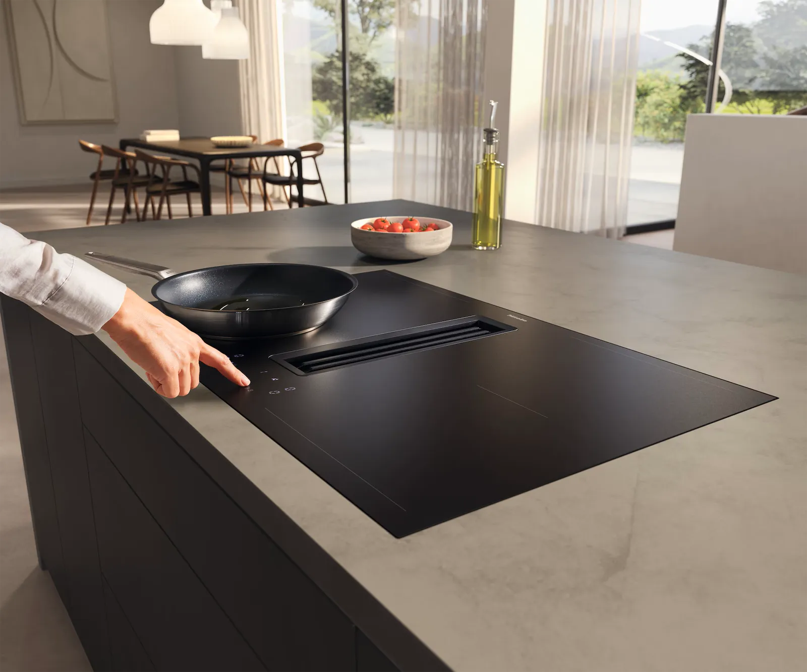 Miele כיריים אינדוקציה 80 ס"מ PowerFlex XL בשילוב קולט אדים התקנה שטוחה גימור שחור מט תוצרת Miele דגם KMDA 7876 FL-A — תמונה 17