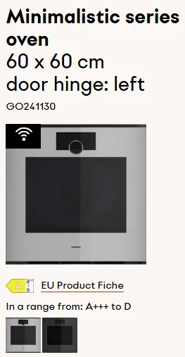 תנור בנוי פירוליטי 60 ס"מ דלת צד גימור Sterling סדרת Minimalistic תוצרת GAGGENAU דגם GO241130