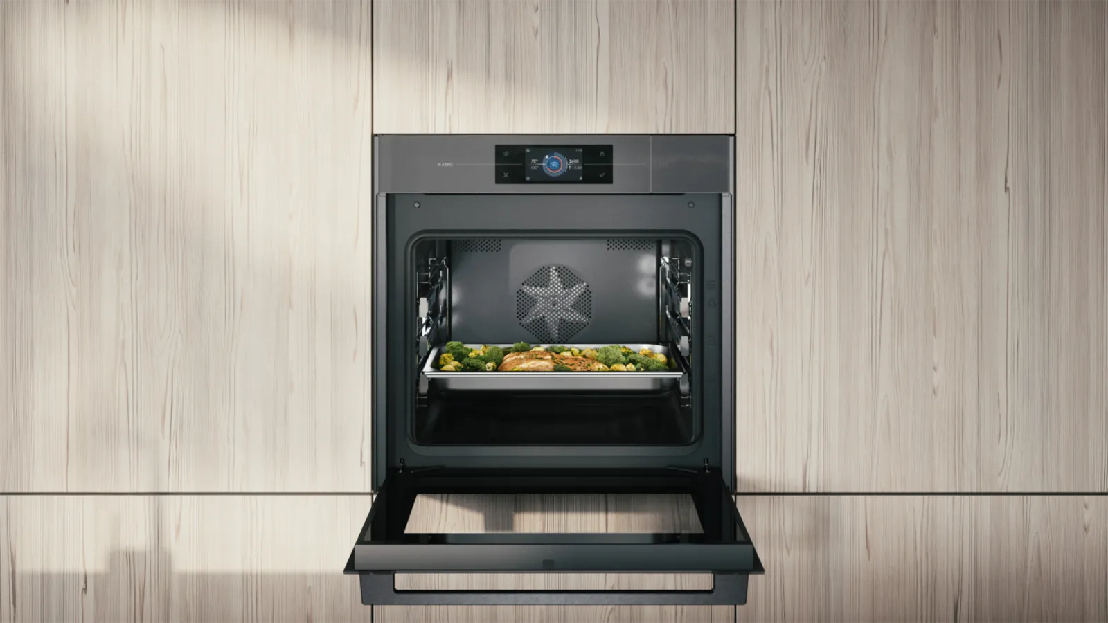 ASKO  תנור בנוי 60 ס"מ בישול באדים Pure Steam Sous Vide גימור אפור פנינה סדרת Elements Pearl Grey תוצרת ASKO דגם OCS8678GG — תמונה 13