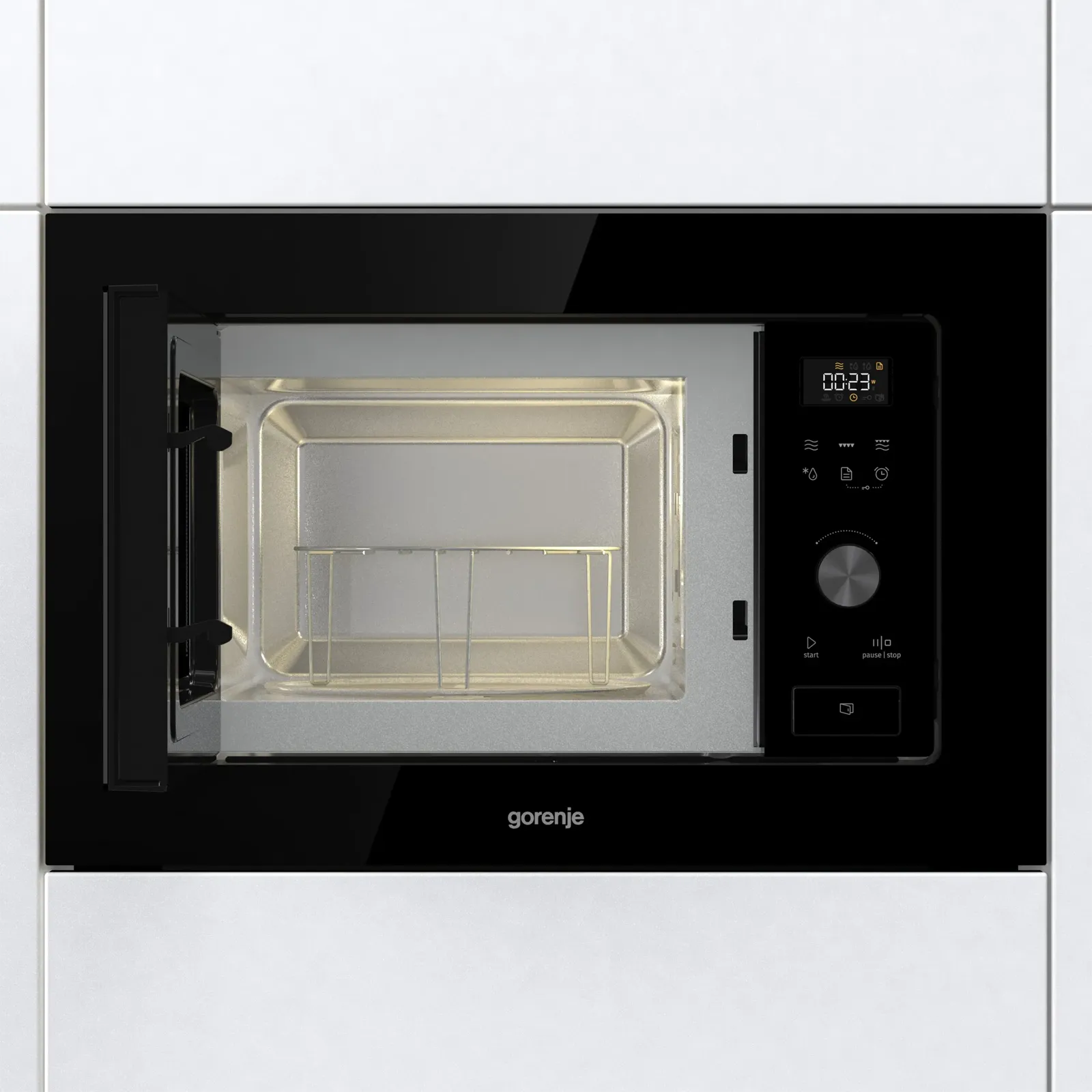 Gorenje מיקרוגל אינטגרלי משולב גריל ניקוי באדים זכוכית שחורה תוצרת Gorenje דגם BM201AG1BG — תמונה 2
