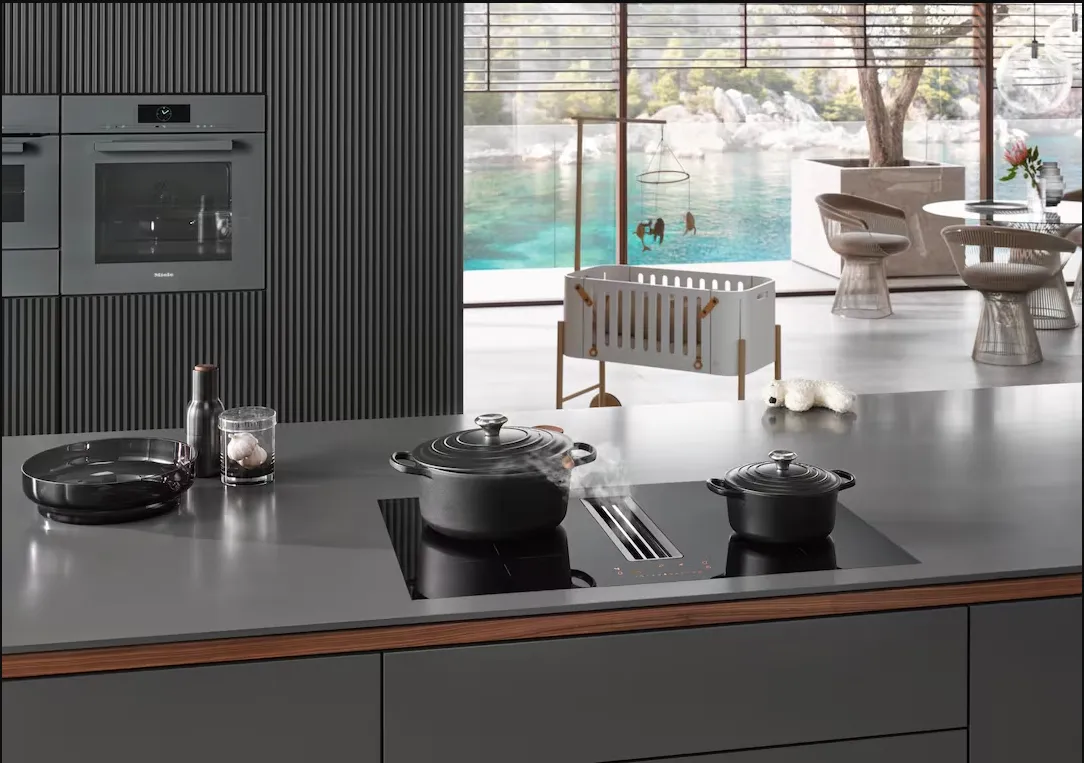 Miele כיריים אינדוקציה 80 ס"מ PowerFlex XL בשילוב קולט אדים התקנה שטוחה גימור שחור מט תוצרת Miele דגם KMDA 7876 FL-A — תמונה 11