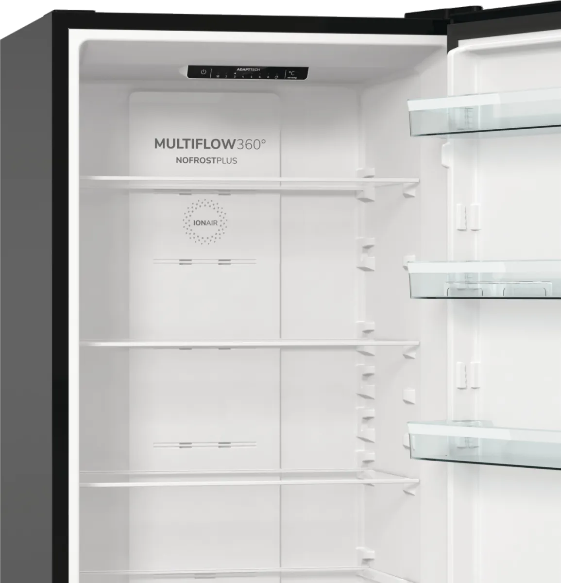 Gorenje מקרר מקפיא תחתון קו ארון רוחב 120 ס"מ 2 מטר גובה נירוסטה שחורה תוצרת Gorenje דגם NRK6202EBXL4 — תמונה 7