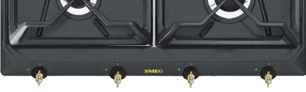 SMEG כיריים גז 60 ס"מ בגימור אנטרקס שחור גרפיט בגימור פליז מסדרת Colonial דגם SRV864AOGH — תמונה 2
