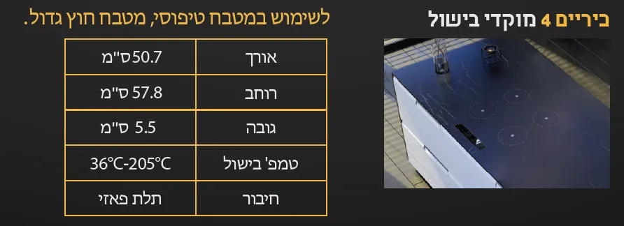 כיריים אינדוקציה נסתרות לבישול ישירות בשיש השראתי 2-5 מוקדים חיבור Wi-Fi תוצרת Invisacook USA