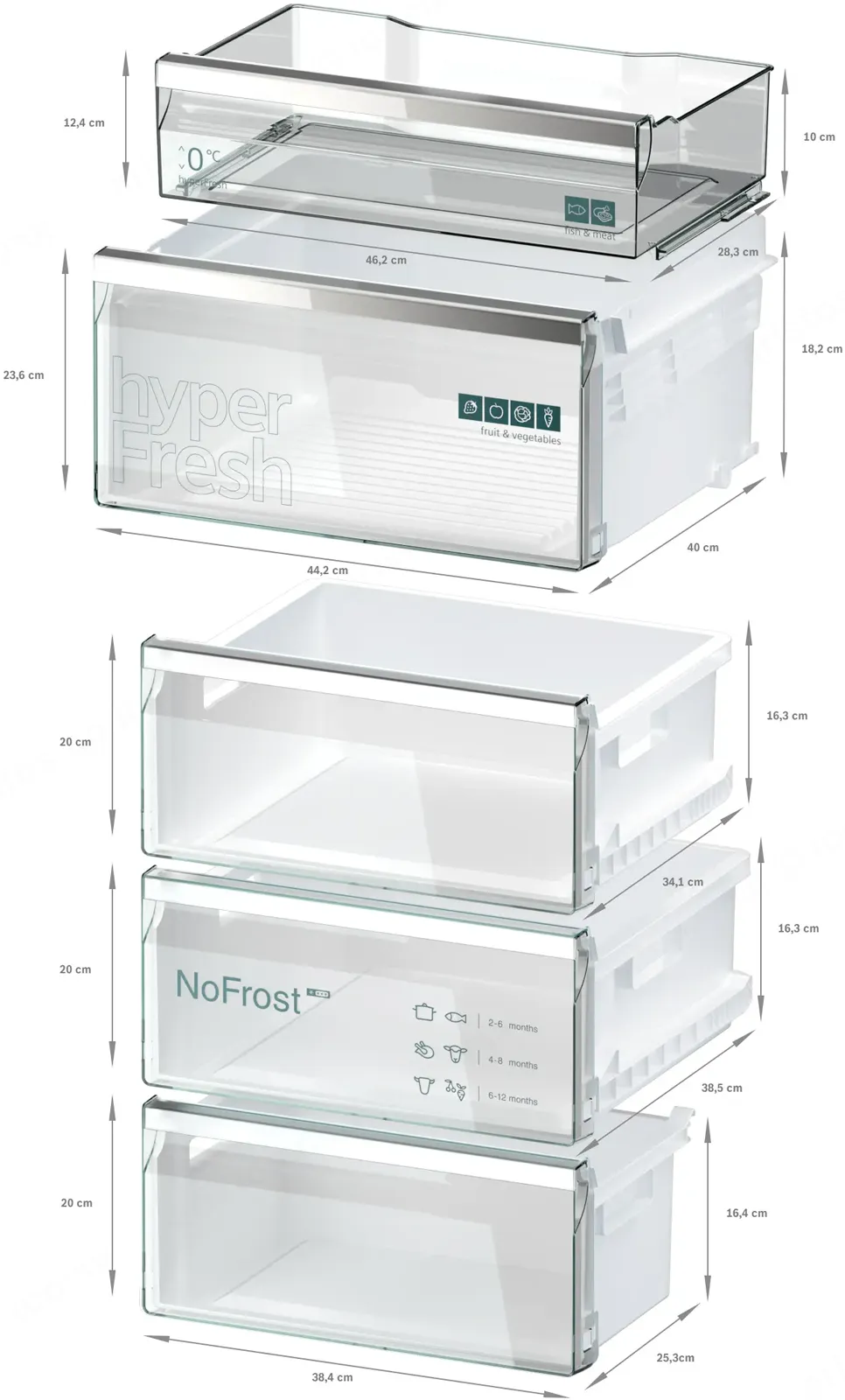 Siemens מקרר קו ארון מקפיא תחתון 120 ס"מ 726 ליטר NO FROST hyperFresh נירוסטה שחורה תוצרת Siemens דגם KG39NVXCG 120 — תמונה 9