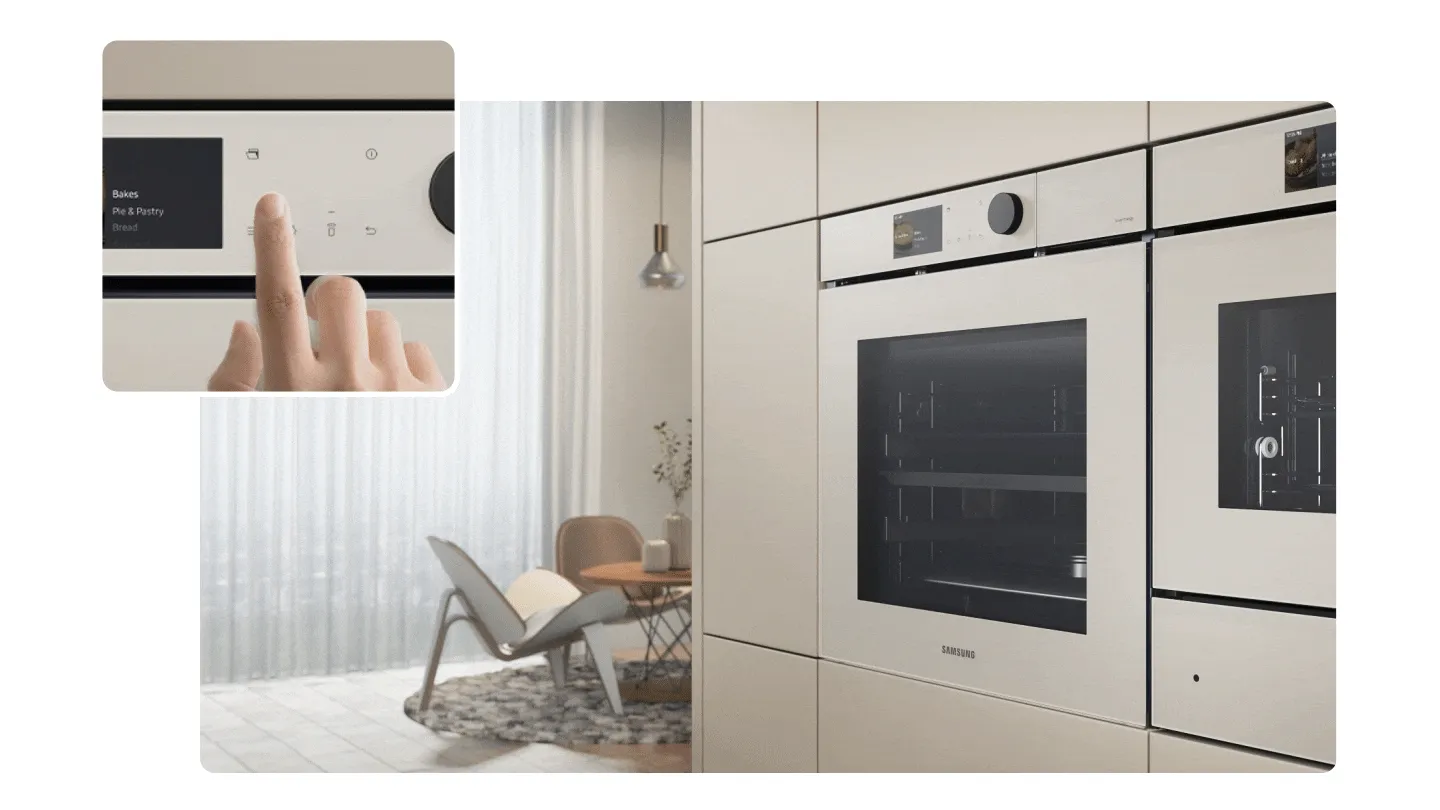 תנור אידוי Dual cook Full steam פירוליטי 60 ס"מ AIRFRY בעיצוב יוקרתי עם מצלמת AI פתיחה חשמלית ללא ידית תוצרת Samsung דגם NV7B7997AAK
