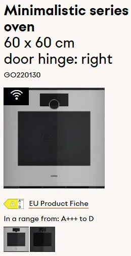 תנור בנוי 60 ס"מ דלת צד גימור Sterling סדרת Minimalistic תוצרת GAGGENAU דגם GO220130