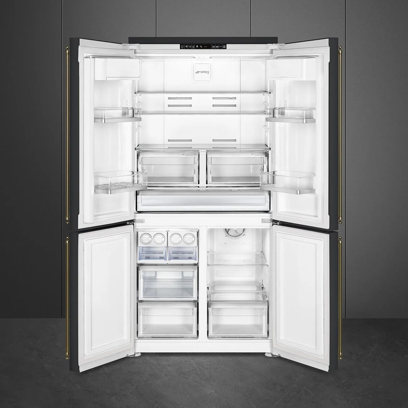 SMEG מקרר מקפיא תחתון 4 דלתות 92 ס"מ שחור גרפיט Total No Frost סדרת Colonial תוצרת SMEG דגם FQ60CAO5 — תמונה 2