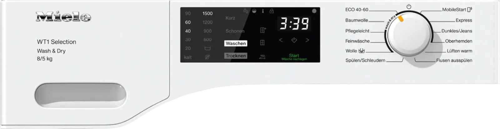Miele מכונת כביסה 8 ק"ג משולבת מייבש 5 ק"ג 1400 סל"ד תוצרת Miele דגם WTD163 WCS — תמונה 4