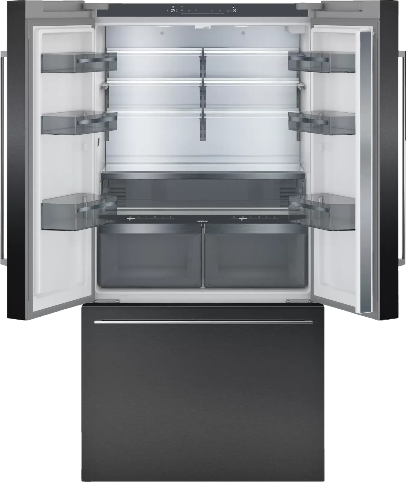 GAGGENAU מקרר מקפיא תחתון 90 ס"מ 3 דלתות יצרן מים וקרח פנימי גימור נירוסטה מושחרת תוצרת GAGGENAU דגם RY295350 — תמונה 2