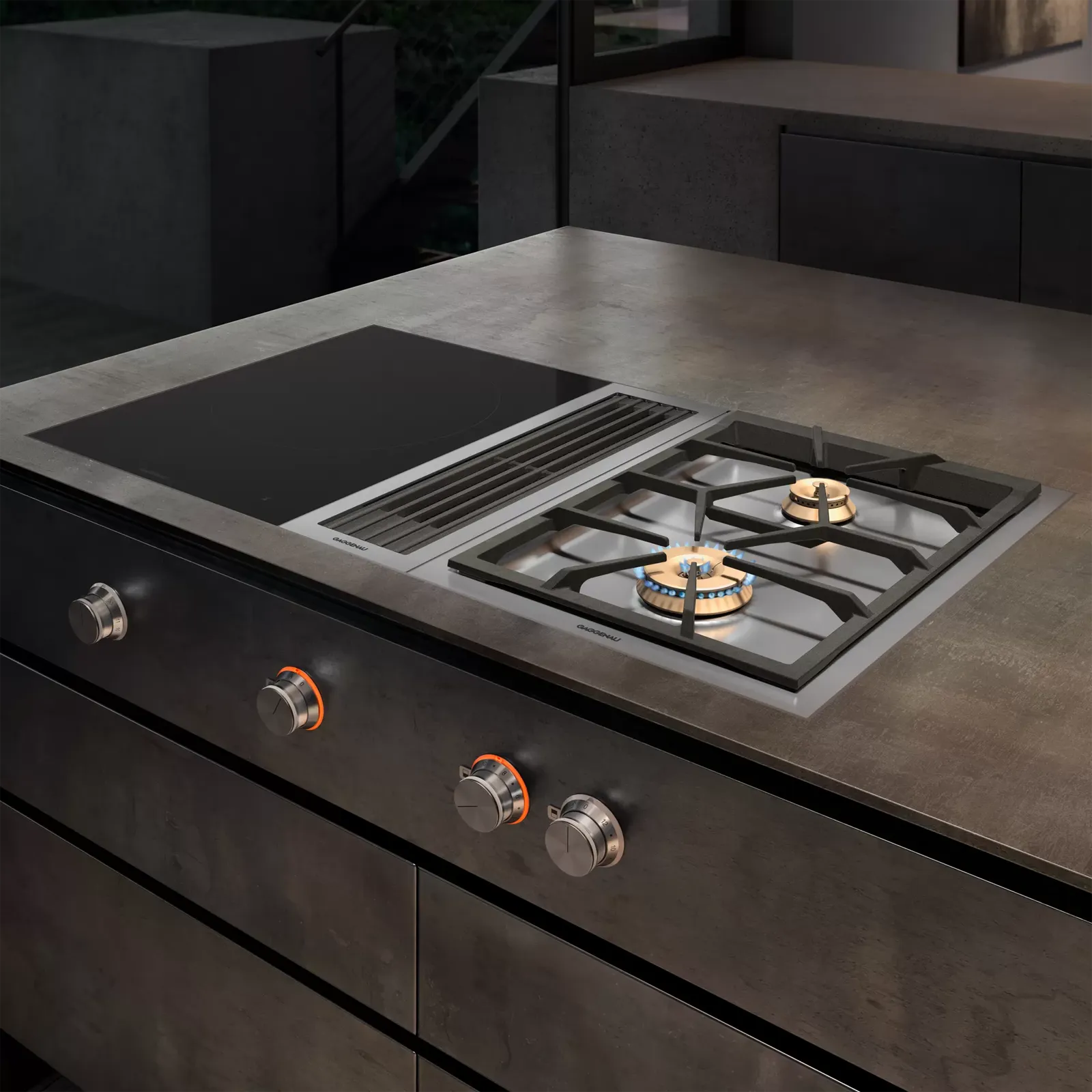 GAGGENAU כיריים דומינו אינדוקציה 38 ס"מ Flex מסגרת נירוסטה מתגים קדמיים סדרה 400 תוצרת GAGGENAU דגם VI422115 — תמונה 8