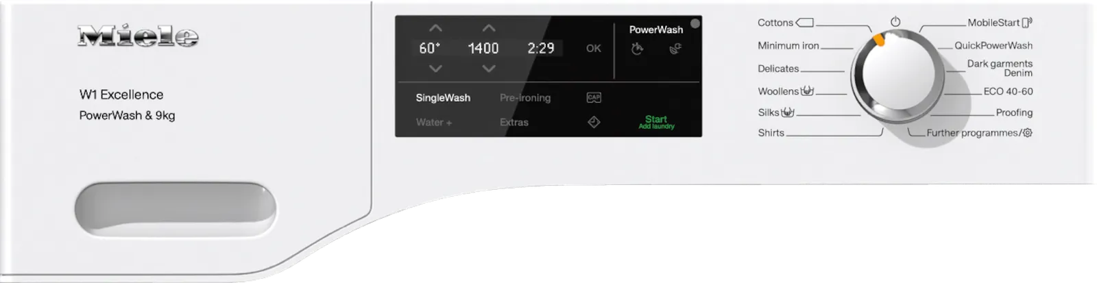Miele מכונת כביסה פתח חזית 9 ק"ג 1400 סל"ד QuickPowerWash תוצרת Miele דגם WEG 365 WCS PWash — תמונה 4