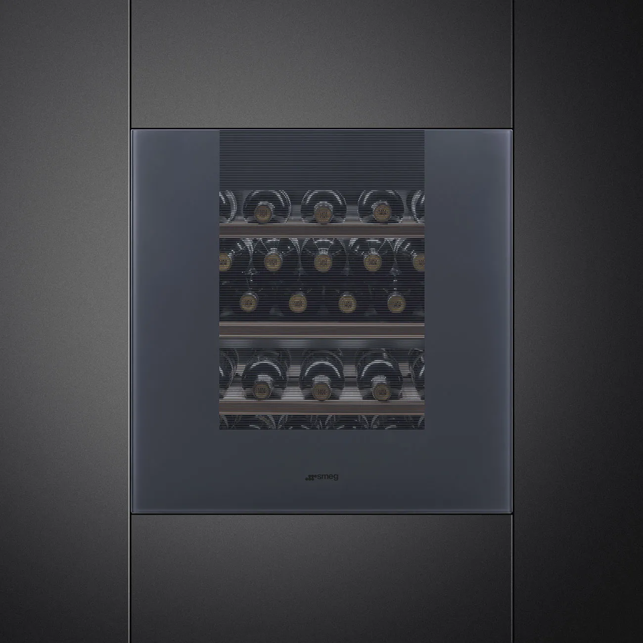 SMEG מקרר יין בנוי 60 ס"מ 29 בקבוקים פתיחה בטאץ' גימור אפור מוברש Neptune Grey סדרת LINEA תוצרת SMEG דגם CVI129G — תמונה 2