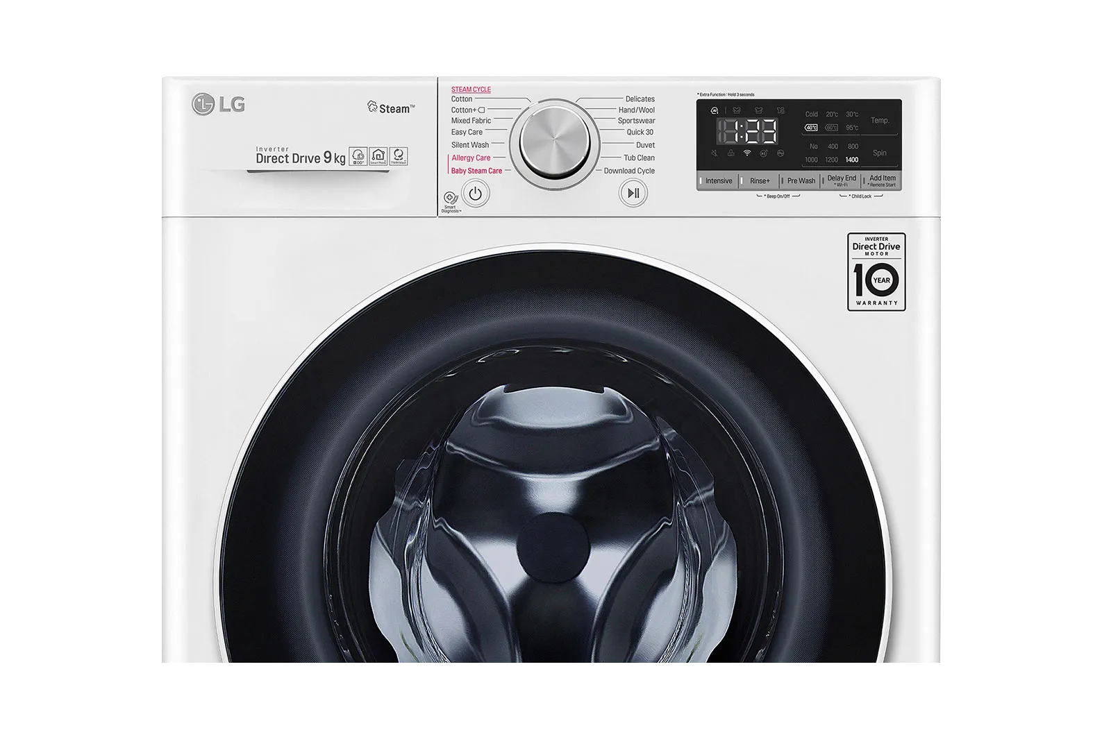 LG מכונת כביסה פתח חזית 9 ק"ג מנוע אינוורטר +Steam מבית LG דגם F1409SW — תמונה 3