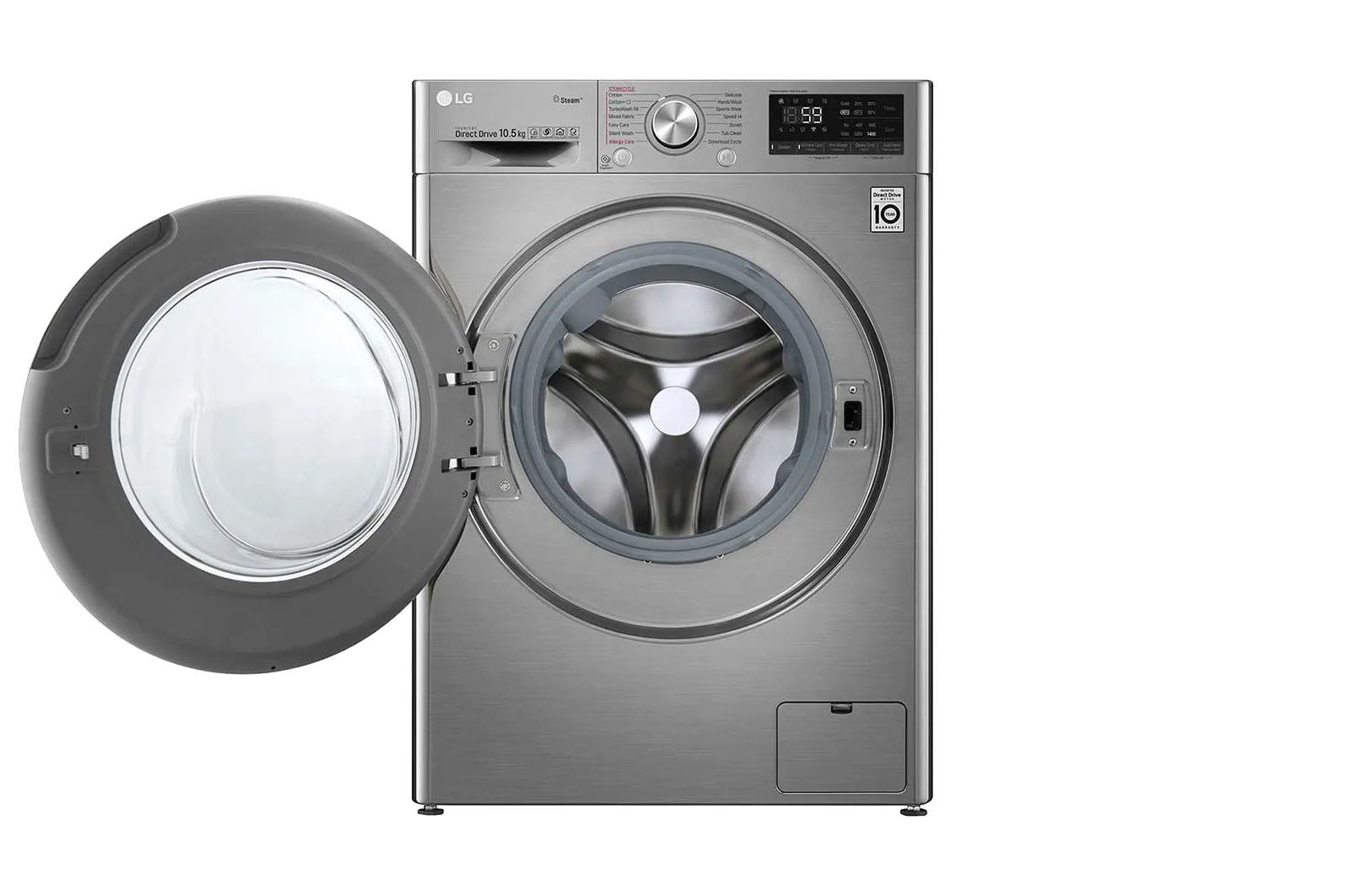 LG מכונת כביסה פתח חזית 10.5 ק"ג מנוע אינוורטר +Steam מבית LG דגם F16105S — תמונה 6