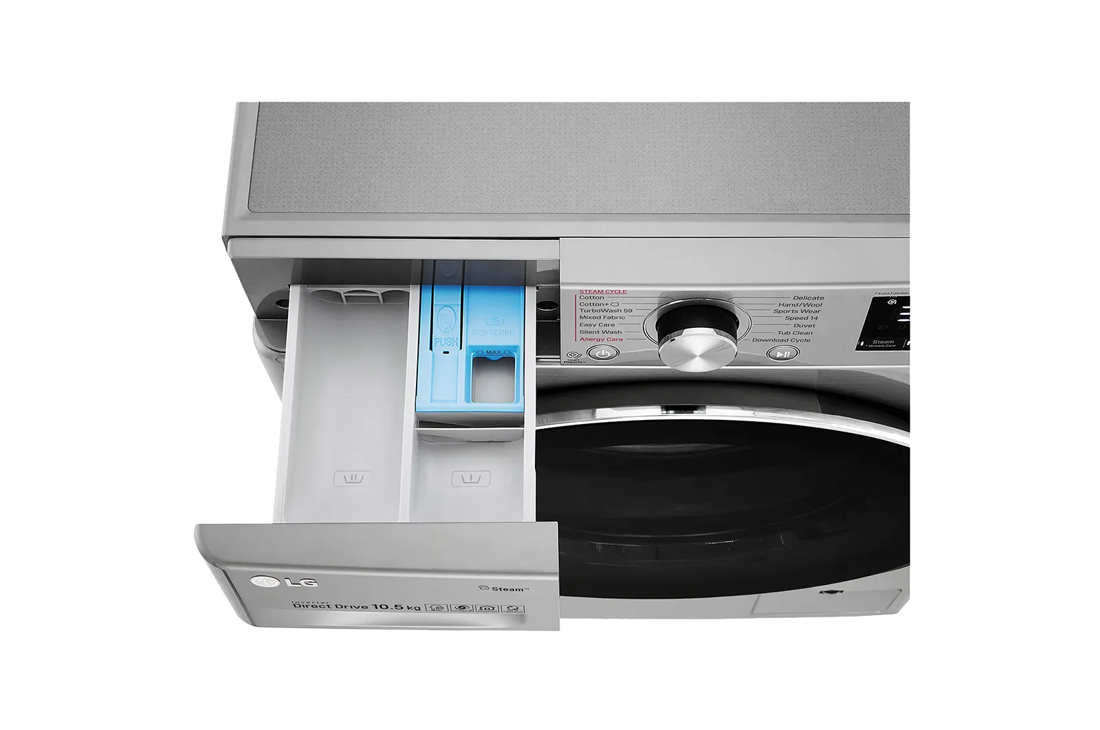 LG מכונת כביסה פתח חזית 10.5 ק"ג מנוע אינוורטר +Steam מבית LG דגם F16105S — תמונה 7