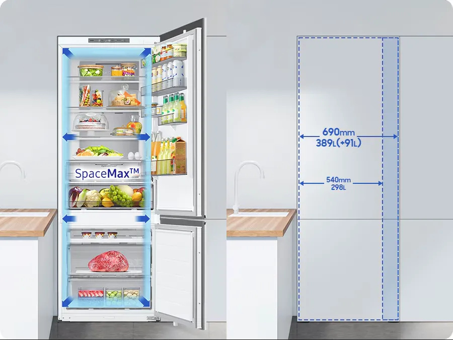 Samsung מקרר אינטגרלי 70 ס"מ מקפיא תחתון גמיש Digital Inverter דלת סליידר NO FROST מצב שבת הלכתי תוצרת Samsung דגם BRB38G705DWWM — תמונה 6