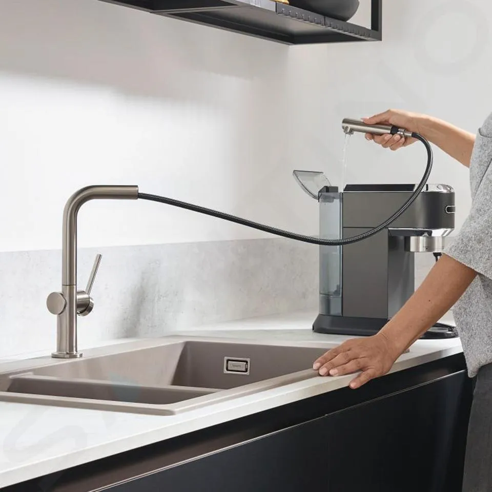 HANSGROHE ברז מטבח נשלף בגימור נירוסטה מוברשת TALIS מבית HANSGROHE גרמניה דגם 72808800 — תמונה 2