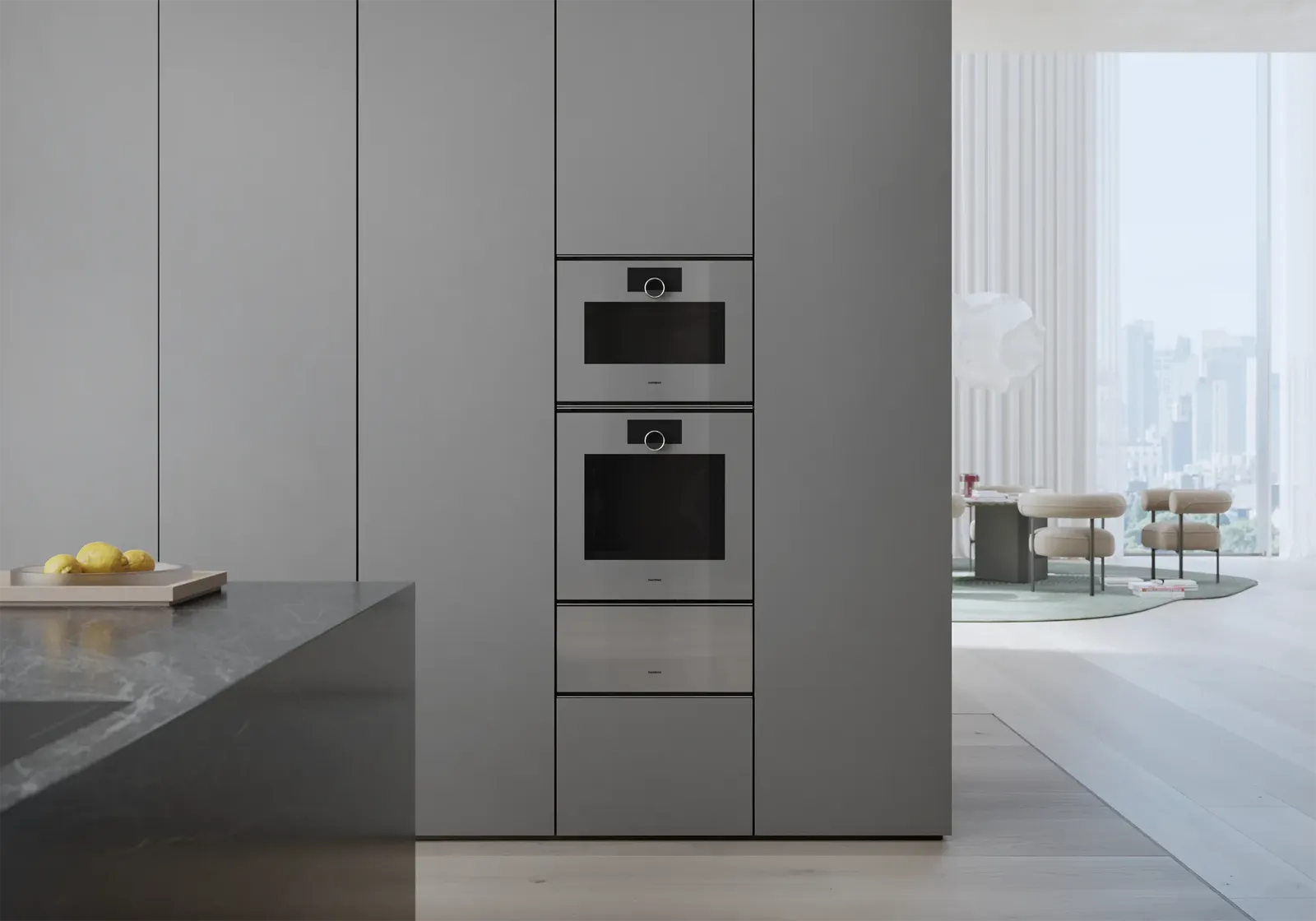 GAGGENAU תנור בנוי פירוליטי 60 ס"מ דלת צד גימור Sterling סדרת Minimalistic תוצרת GAGGENAU דגם GO240130 — תמונה 6