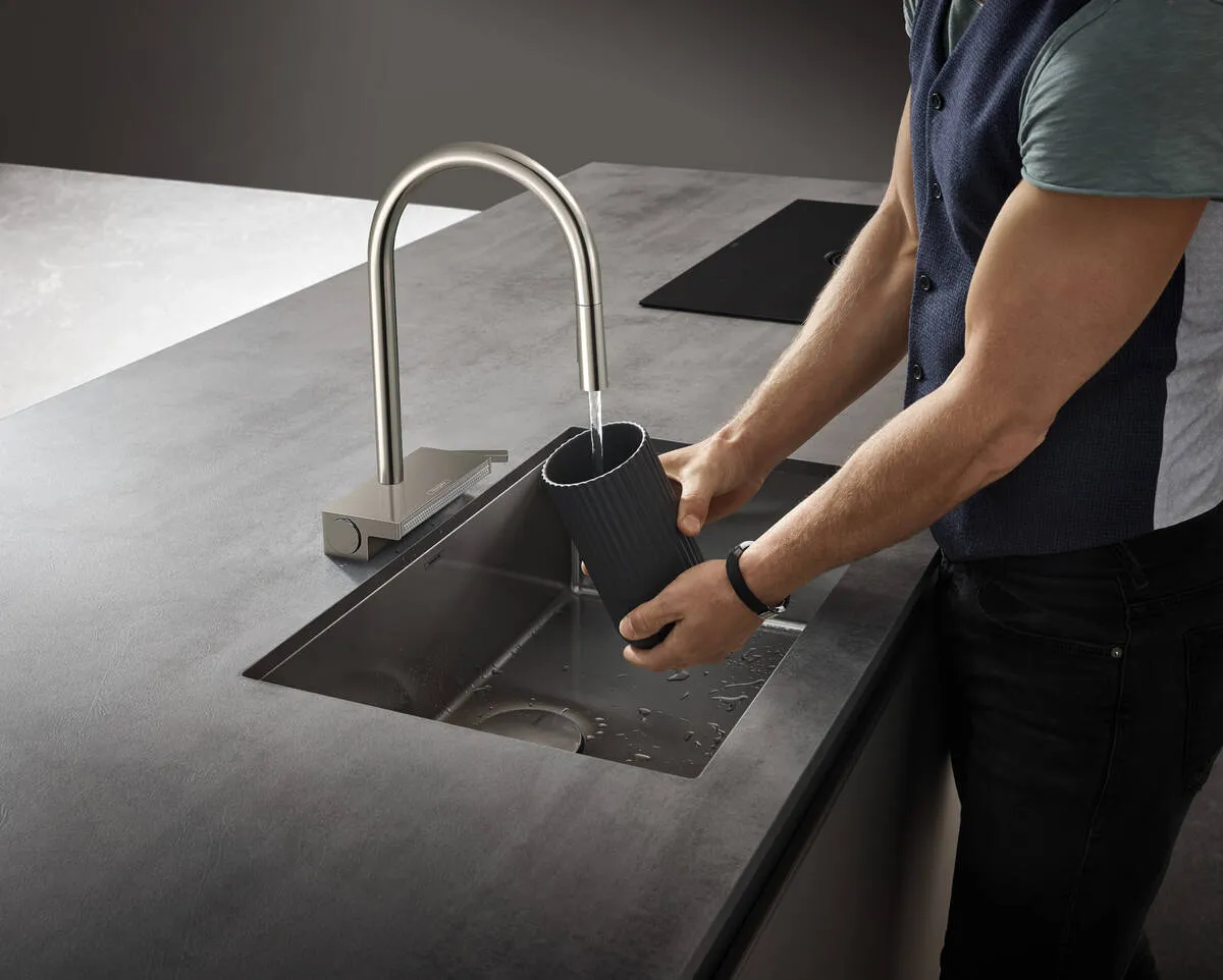 HANSGROHE ברז מטבח נשלף 170 מ"מ עם 3 מצבים מבית HANSGROHE גרמניה דגם AQUNO SELECT נירוסטה מט — תמונה 4