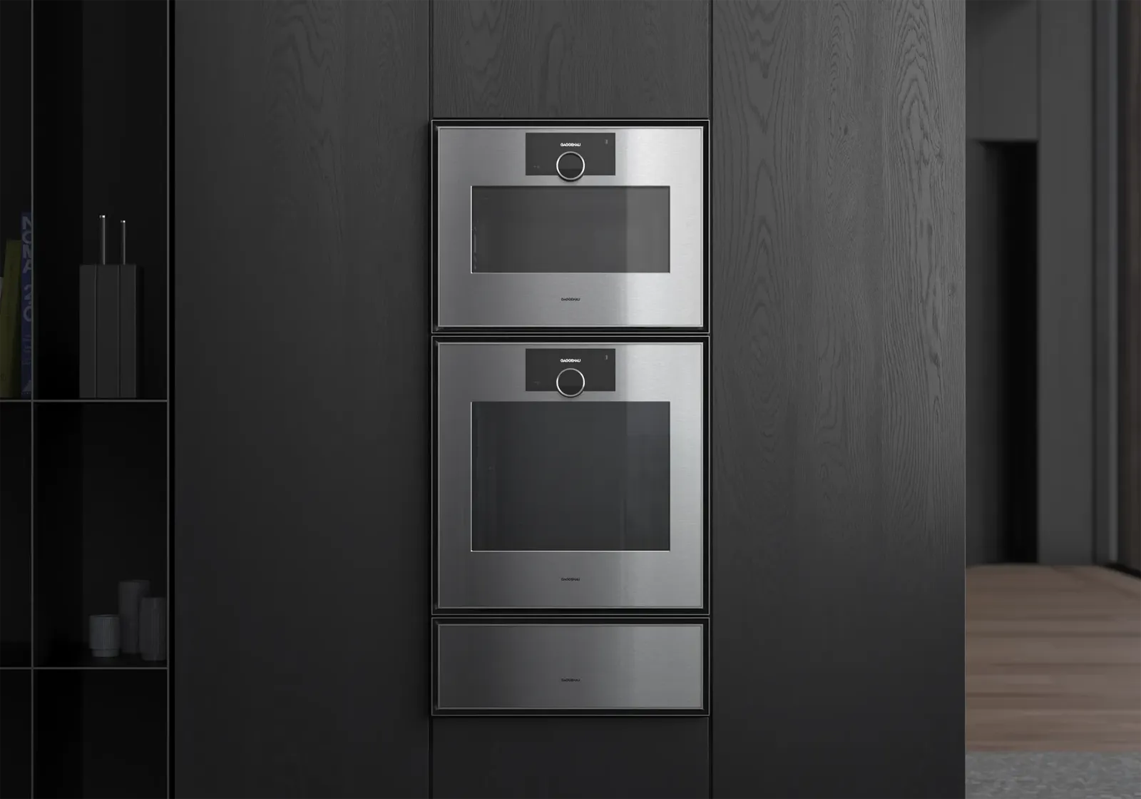 GAGGENAU תנור אידוי 45 ס"מ עם הזנת מים משולב טורבו וגריל דלת צד  נירוסטה בציפוי זכוכית מעושנת סדרת Expressive תוצרת GAGGENAU דגם GS470120 — תמונה 2