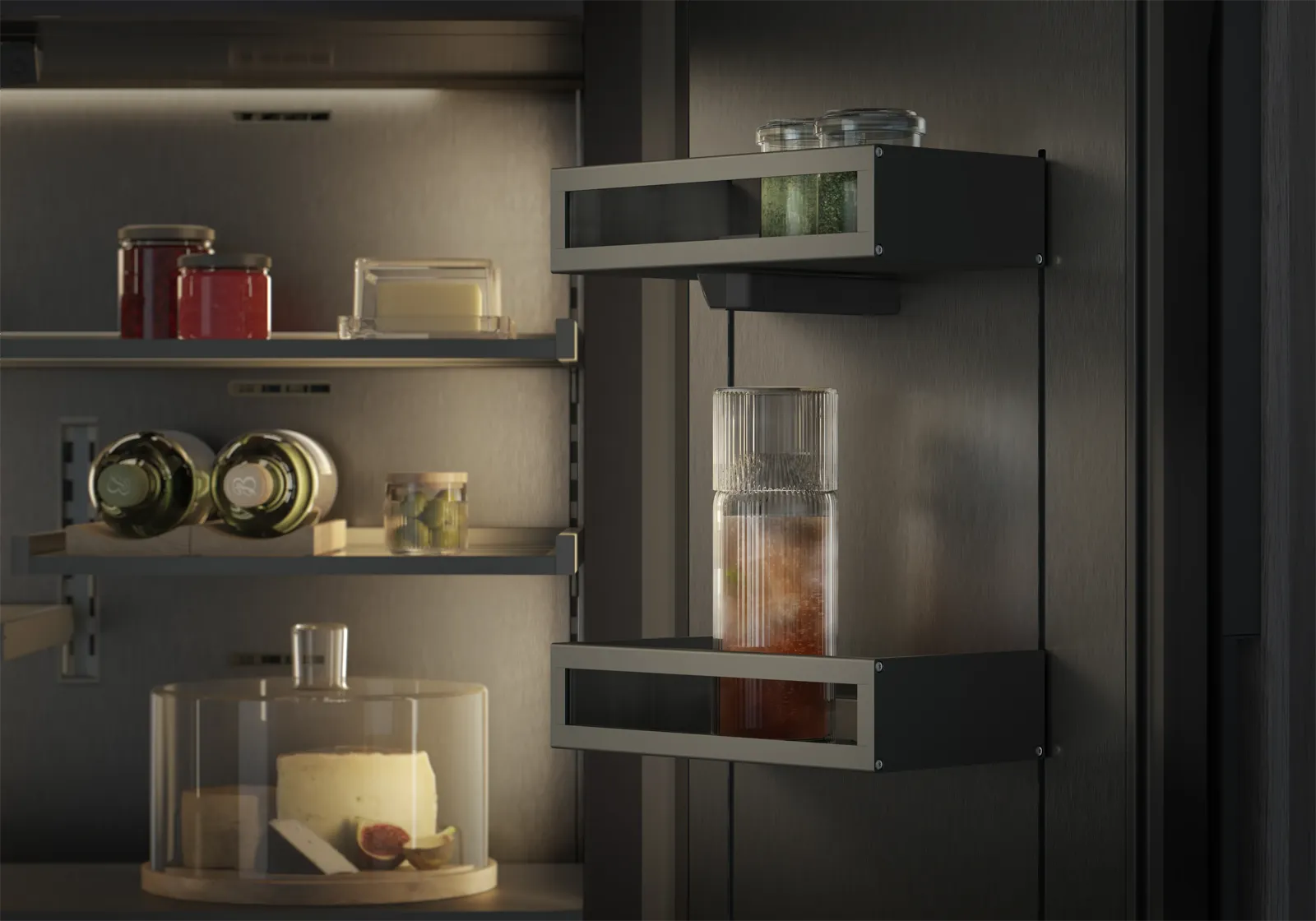 GAGGENAU מקרר אינטגרלי מקפיא תחתון 90 ס''מ דלת Push-to-open יצרן קרח גימור פנים נירוסטה שחורה סדרת Expressive תוצרת GAGGENAU דגם RVY497190 — תמונה 12