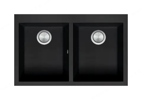 Barazza כיור כפול מובנה 50×79 ס"מ גרניט שחור תוצרת Barazza דגם 1LSO82N