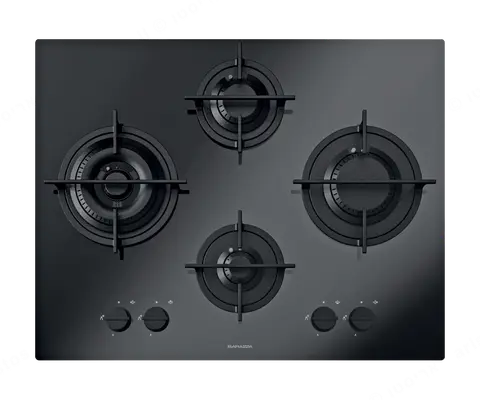 Barazza כיריים גז 65 ס"מ 4 להבות Barazza סדרת MOOD זכוכית שחורה דגם 1PMD64N