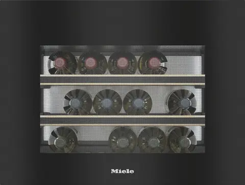 Miele מקרר יינות אינטגרלי 45 ס"מ 18 בקבוקים פתיחה חשמלית ללא ידית תוצרת Miele דגם KWT 7112 IG Obsidian Black