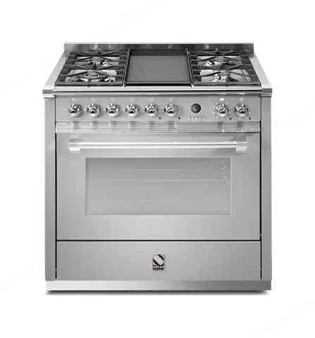 Steel תנור משולב כיריים מקצועי 90 ס"מ נירוסטה תוצרת Steel דגם Ascot 90 A9F-6 INOX