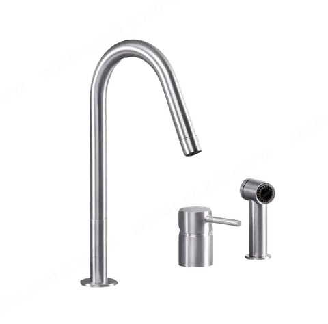 MGS MILANO ברז נירוסטה בגימור מט מסתובב 360 מעלות דגם F2 SP מבית MGS MILANO