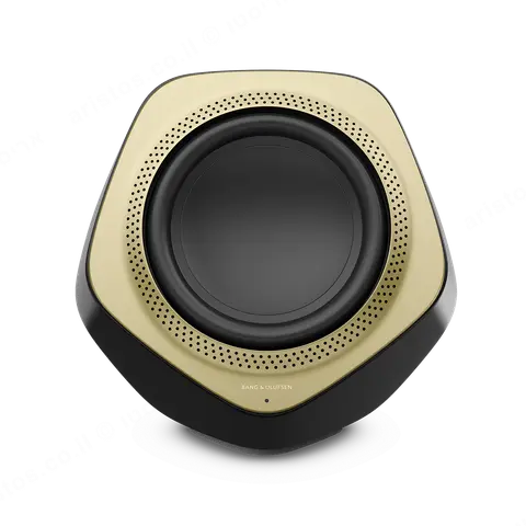 bang & olufsen סאב-וופר אלחוטי מעוצב עם סטנד רצפתי צבע שחור עם גימור זהב מבית Bang & Olufsen דגם Beolab 19  Brass Tone Black