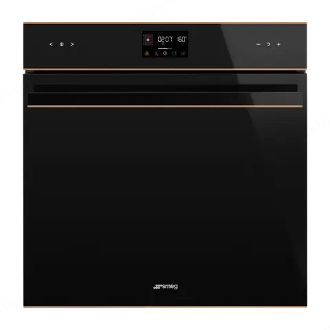 SMEG תנור בנוי 60 ס"מ פירוליטי זכוכית שחורה פסי זהב סדרת Dolce Stil Novo תוצרת SMEG דגם SOP6602TNR