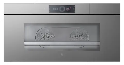 V-ZUG תנור בנוי 90 ס"מ אידוי ואפייה תוצרת V-ZUG דגם CombiSteamer V6000 45L Grand AUTODOOR זכוכית מראה פלטינום