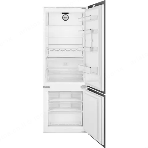 SMEG מקרר אינטגרלי 70 ס"מ מקפיא תחתון מנוע אינוורטר TOTAL NO FROST גובה 194 ס"מ 370 ליטר תוצרת SMEG דגם C875TNE