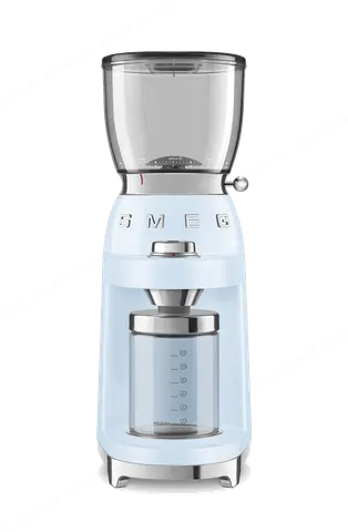 SMEG מטחנת קפה לכל סוגי הקפה בצבע תכלת מסדרת 50's Retro Style,תוצרת SMEG דגם CGF01PBEU