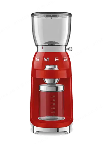 SMEG מטחנת קפה לכל סוגי הקפה בצבע אדום מסדרת 50's Retro Style,תוצרת SMEG דגם CGF01RDEU