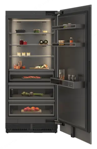 GAGGENAU מקרר אינטגרלי ללא מקפיא 90 ס''מ דלת Push-to-open גימור פנים נירוסטה שחורה סדרת Expressive תוצרת GAGGENAU דגם RVC497190