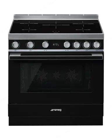 SMEG תנור פירוליטי משולב עם כיריים אינדוקציה מסדרת PORTOFINO בצבע שחור תוצרת SMEG דגם CPF9IPBL