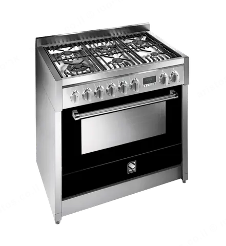 Steel תנור משולב כיריים גז מקצועי צבע שחור 90 ס"מ סדרת Genesi תוצרת Steel דגם G9F-6W Nero