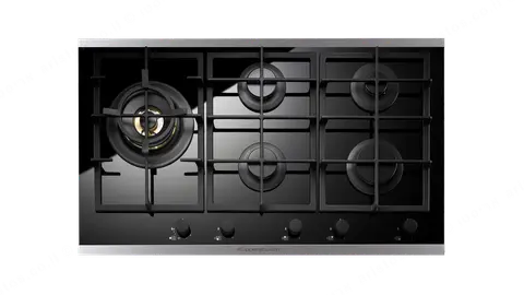 kueppersbusch כיריים גז 90 ס"מ 5 מבערים כולל מבער ווק 6KW זכוכית קרמית שחורה תוצרת kueppersbusch דגם GKS9851.0ED