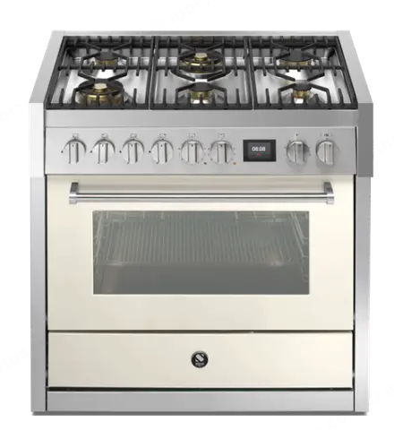 Steel תנור COMBISTEAM משולב כיריים 90 ס"מ 315 מעלות גימור לבן תוצרת Steel דגם GENESI 90 NUVOLA
