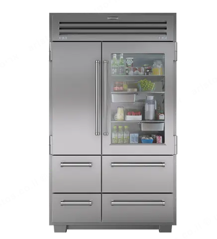 SUB ZERO מקרר ומקפיא 122 ס"מ SBS נירוסטה פנים וחוץ חלון זכוכית סדרת PRO  תוצרת Sub zero דגם ICBPRO4850G