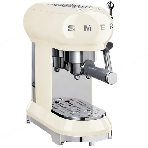 SMEG מכונת קפה מקצועית כולל מקצף חלב בצבע שמנת מסדרת 50's Retro Style,תוצרת SMEG דגם ECF01RDEU